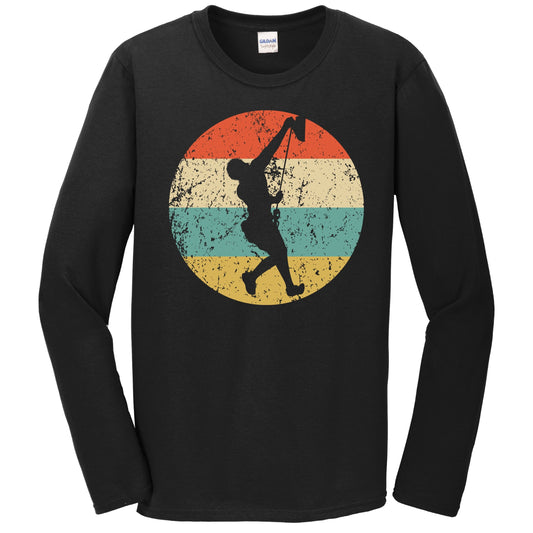 Rock Climber Silhouette Retro Rock Climbing Long Sleeve T-Shirt