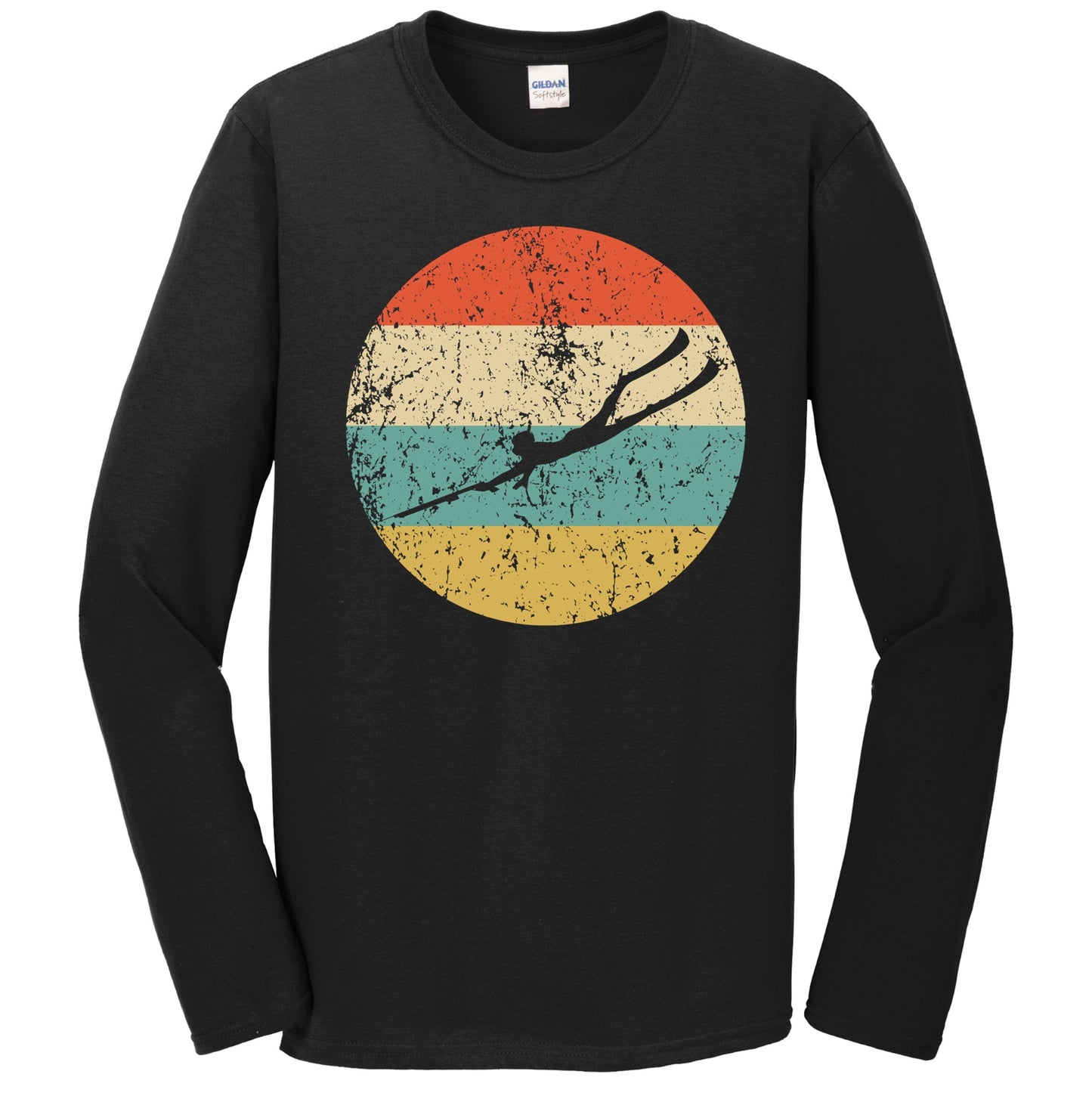 Spearfishing Silhouette Retro Spear Fisherman Long Sleeve T-Shirt