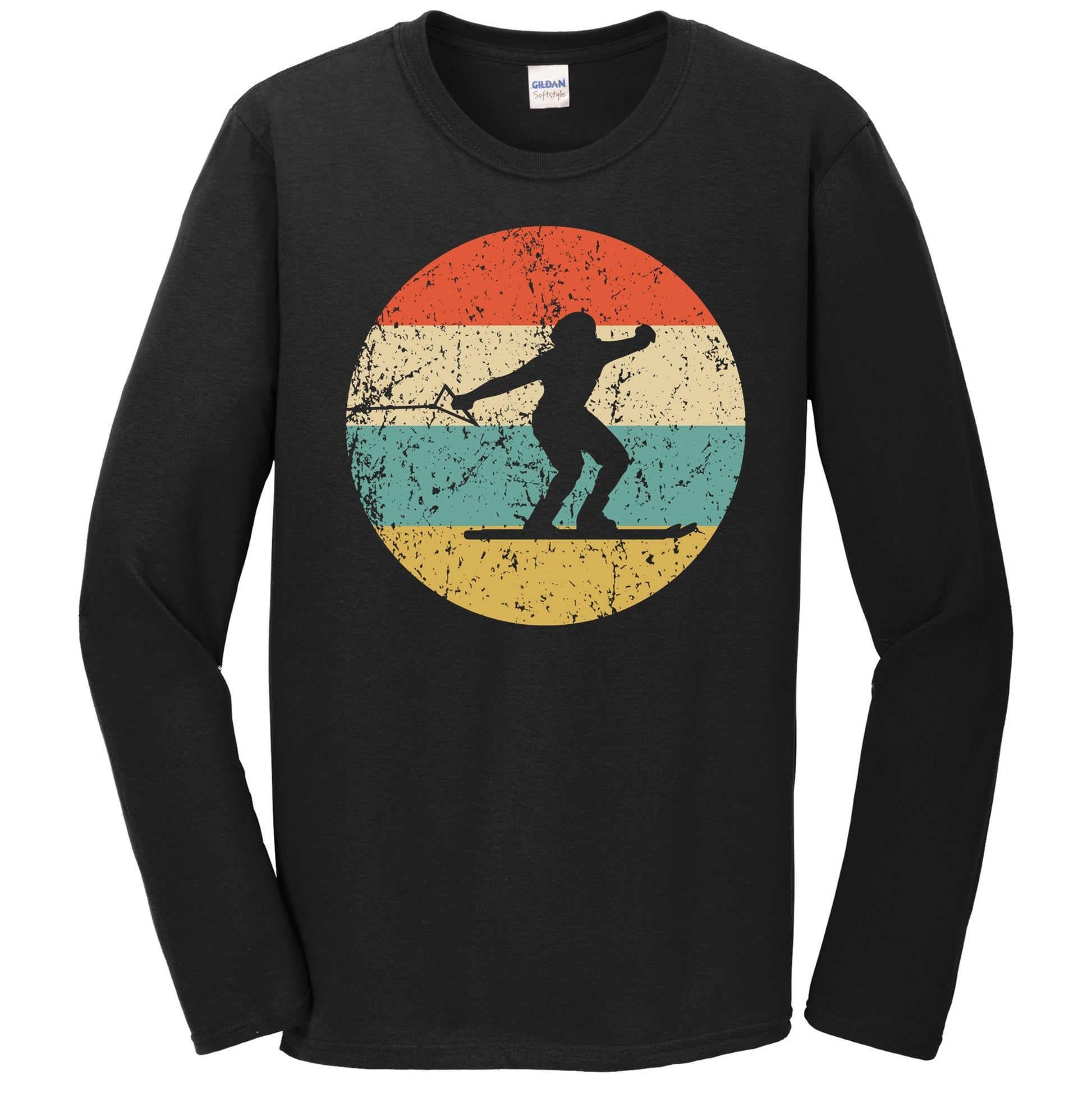 Waterskiing Silhouette Retro Waterskier Long Sleeve T-Shirt