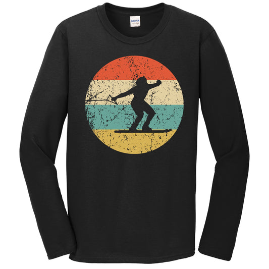 Waterskiing Silhouette Retro Waterskier Long Sleeve T-Shirt