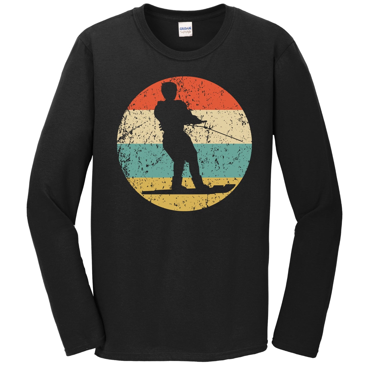 Waterskiing Waterskier Silhouette Retro Water Sports Long Sleeve T-Shirt