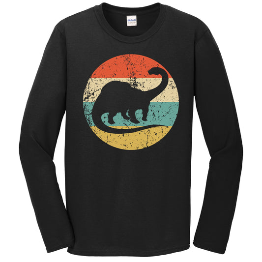 Brontosaurus Apatosaurus Silhouette Retro Dinosaur Long Sleeve T-Shirt