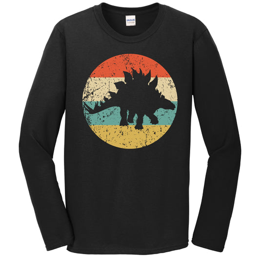 Stegosaurus Silhouette Retro Dinosaur Long Sleeve T-Shirt