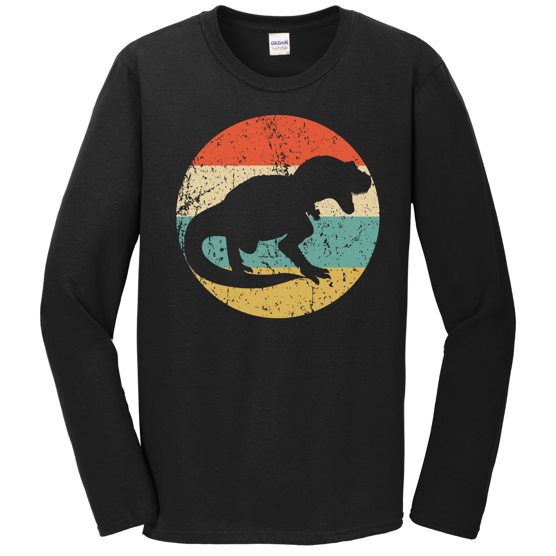 Tyrannosaurus Rex T Rex Silhouette Retro Dinosaur Long Sleeve T-Shirt