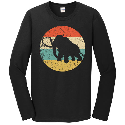 Woolly Mammoth Silhouette Retro Prehistoric Animal Long Sleeve T-Shirt