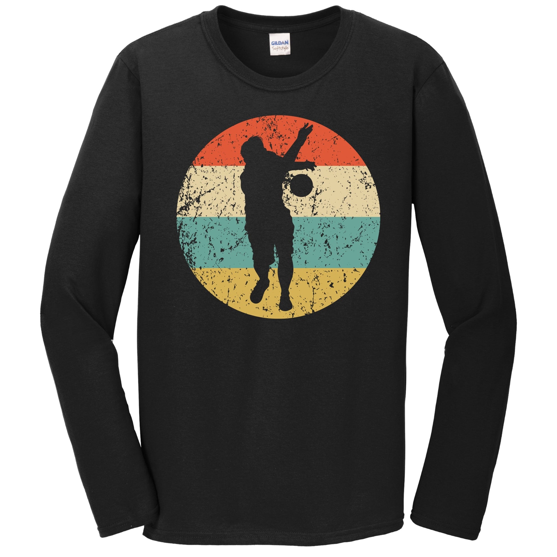 Bocce Ball Player Silhouette Retro Bocce Long Sleeve T-Shirt