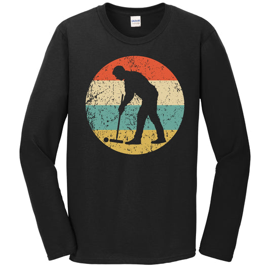 Man Playing Croquet Silhouette Retro Croquet Long Sleeve T-Shirt