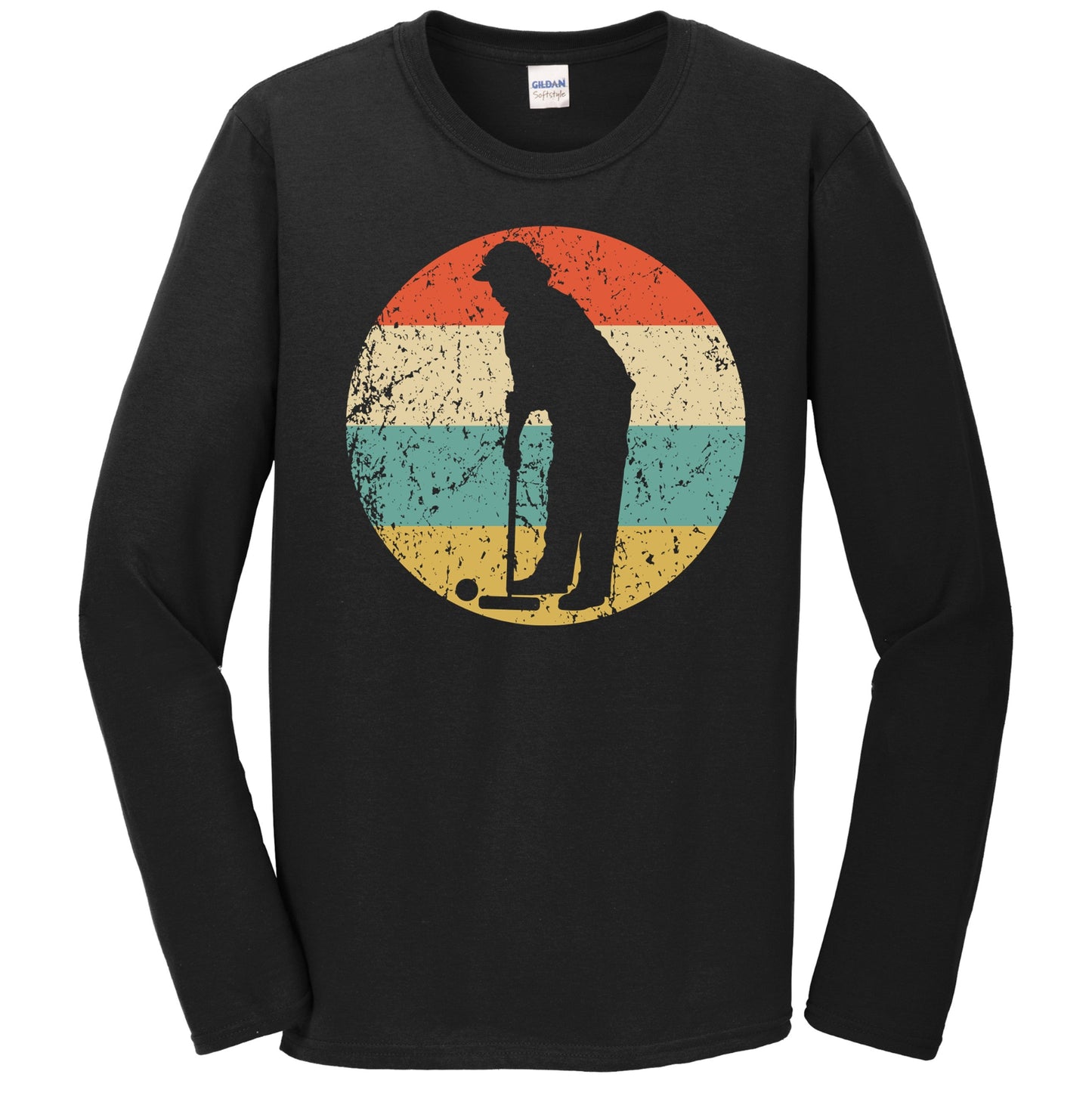 Croquet Player Silhouette Retro Croquet Long Sleeve T-Shirt