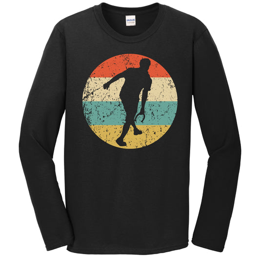 Man Playing Horseshoes Silhouette Retro Horseshoes Long Sleeve T-Shirt