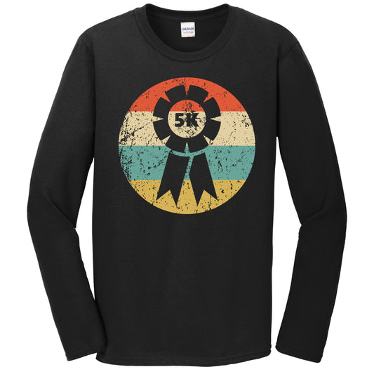 5K Race Finisher Ribbon Icon Retro Running Long Sleeve T-Shirt