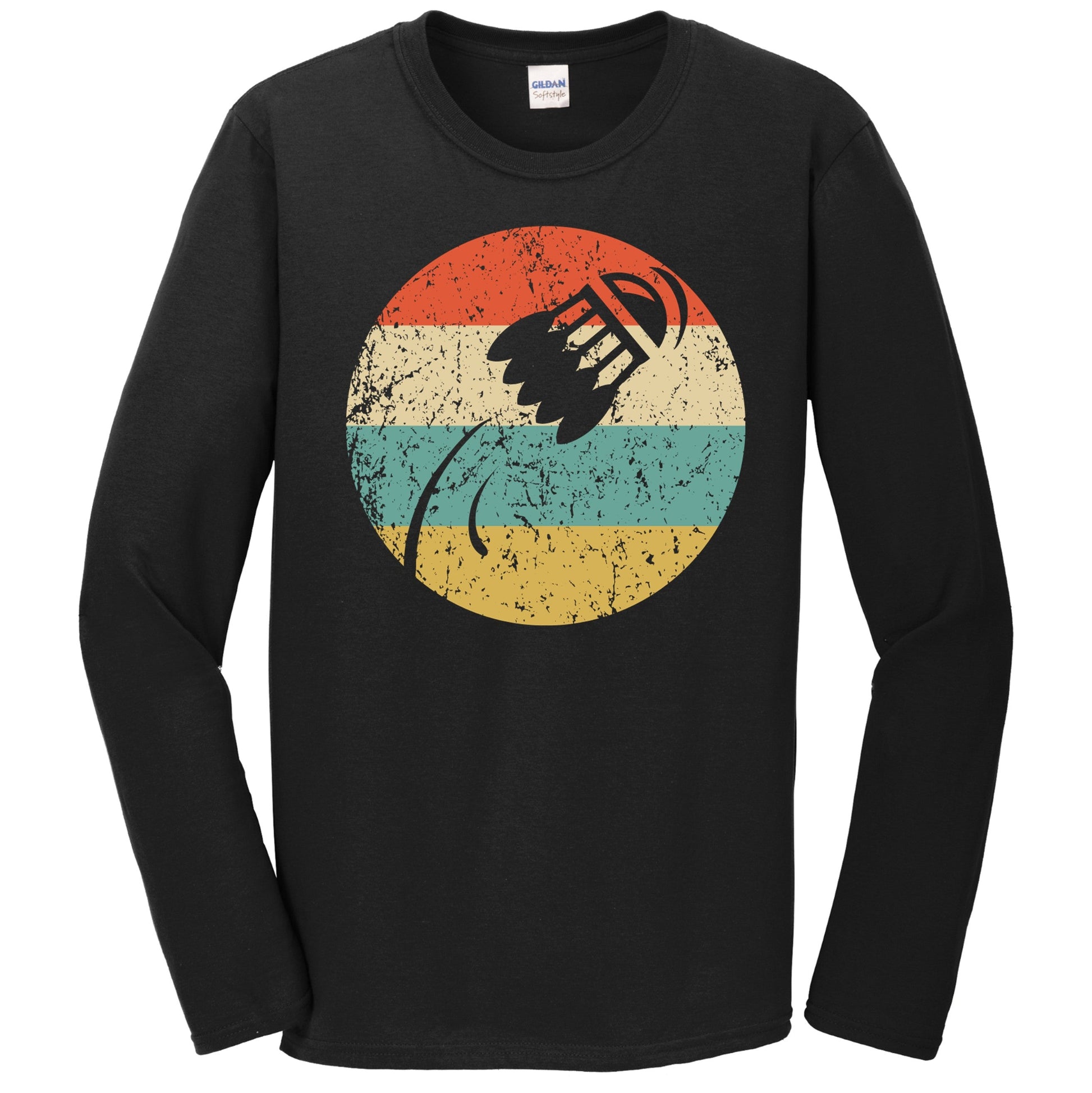 Flying Shuttlecock Icon Retro Badminton Long Sleeve T-Shirt