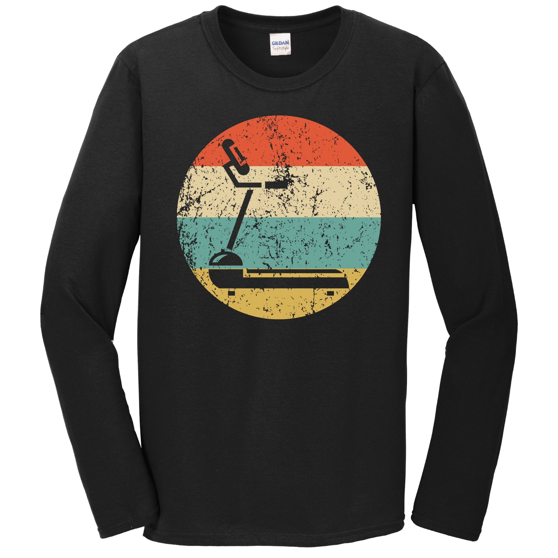 Treadmill Gym Equipment Icon Retro Fitness Long Sleeve T-Shirt