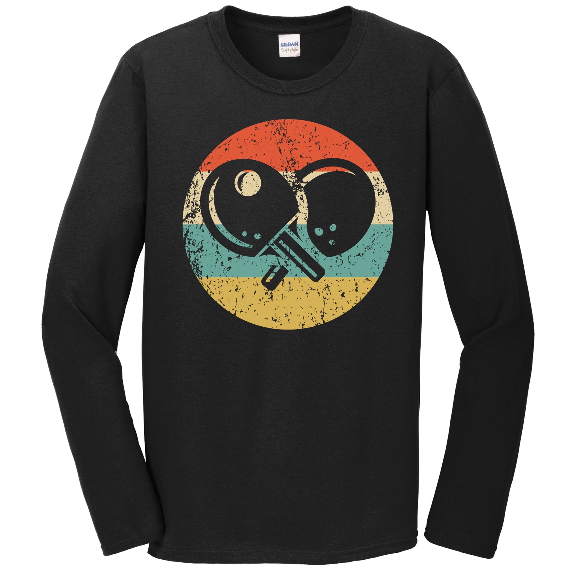 Table Tennis Paddles Icon Retro Table Tennis Long Sleeve T-Shirt