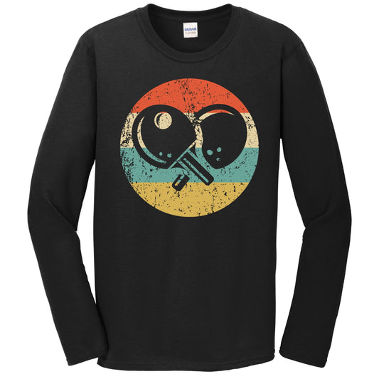 Table Tennis Paddles Icon Retro Table Tennis Long Sleeve T-Shirt