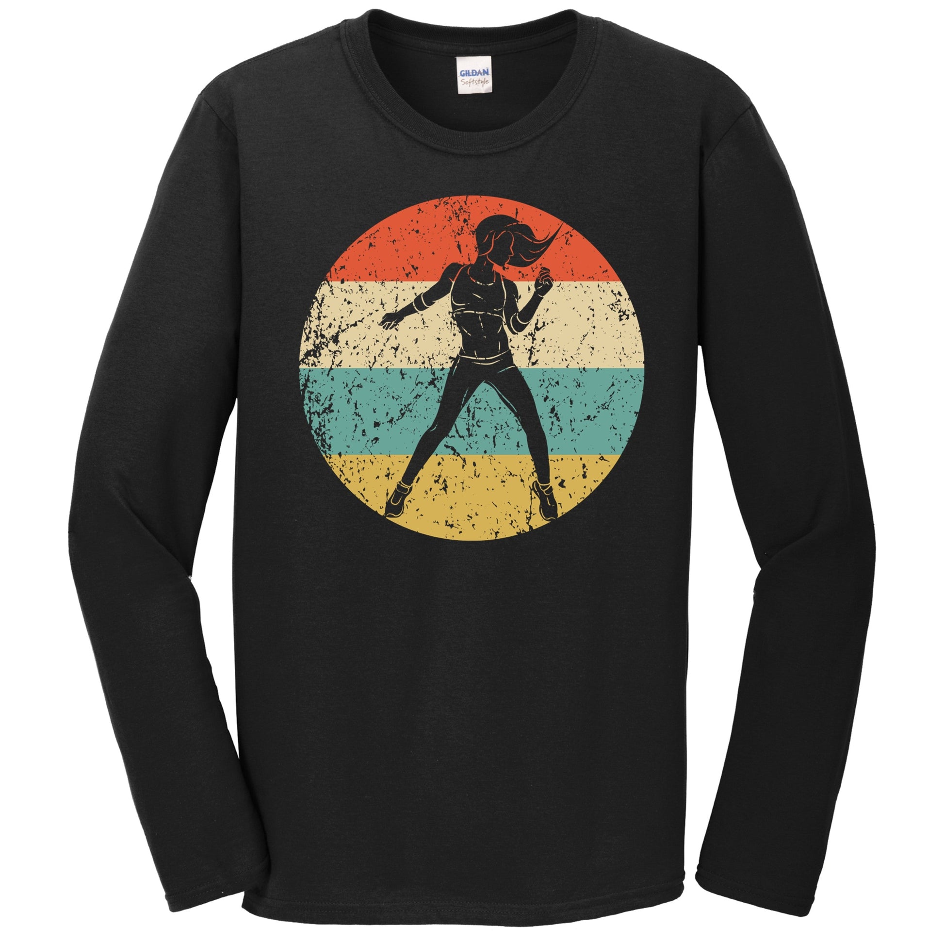 Dance Fitness Instructor Icon Retro Fitness Instructor Long Sleeve T-Shirt