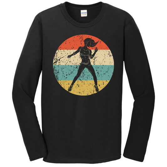 Dance Fitness Instructor Icon Retro Fitness Instructor Long Sleeve T-Shirt