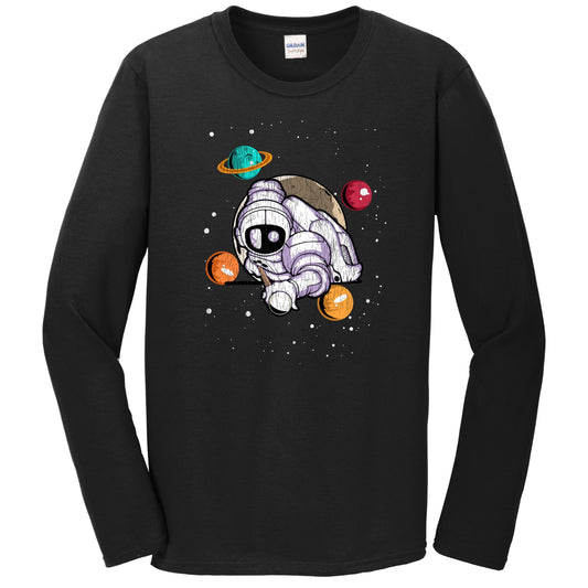 Billiards Astronaut Outer Space Spaceman Distressed Long Sleeve T-Shirt