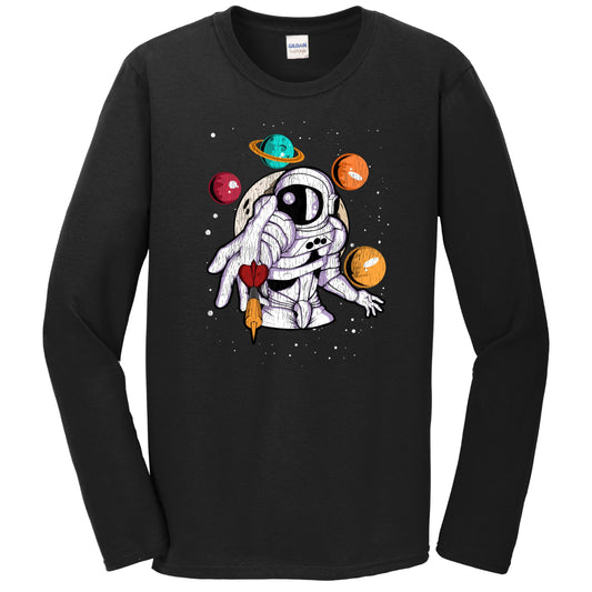 Darts Astronaut Outer Space Spaceman Distressed Long Sleeve T-Shirt