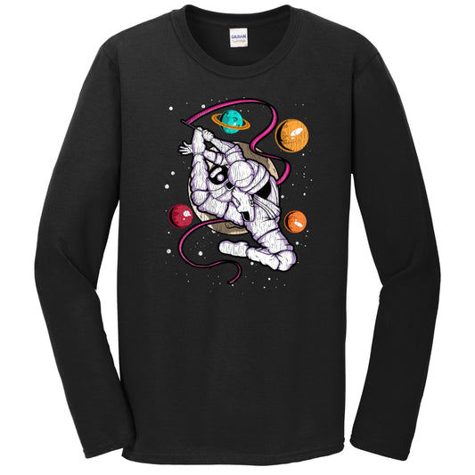 Gymnastics Astronaut Outer Space Spaceman Distressed Long Sleeve T-Shirt