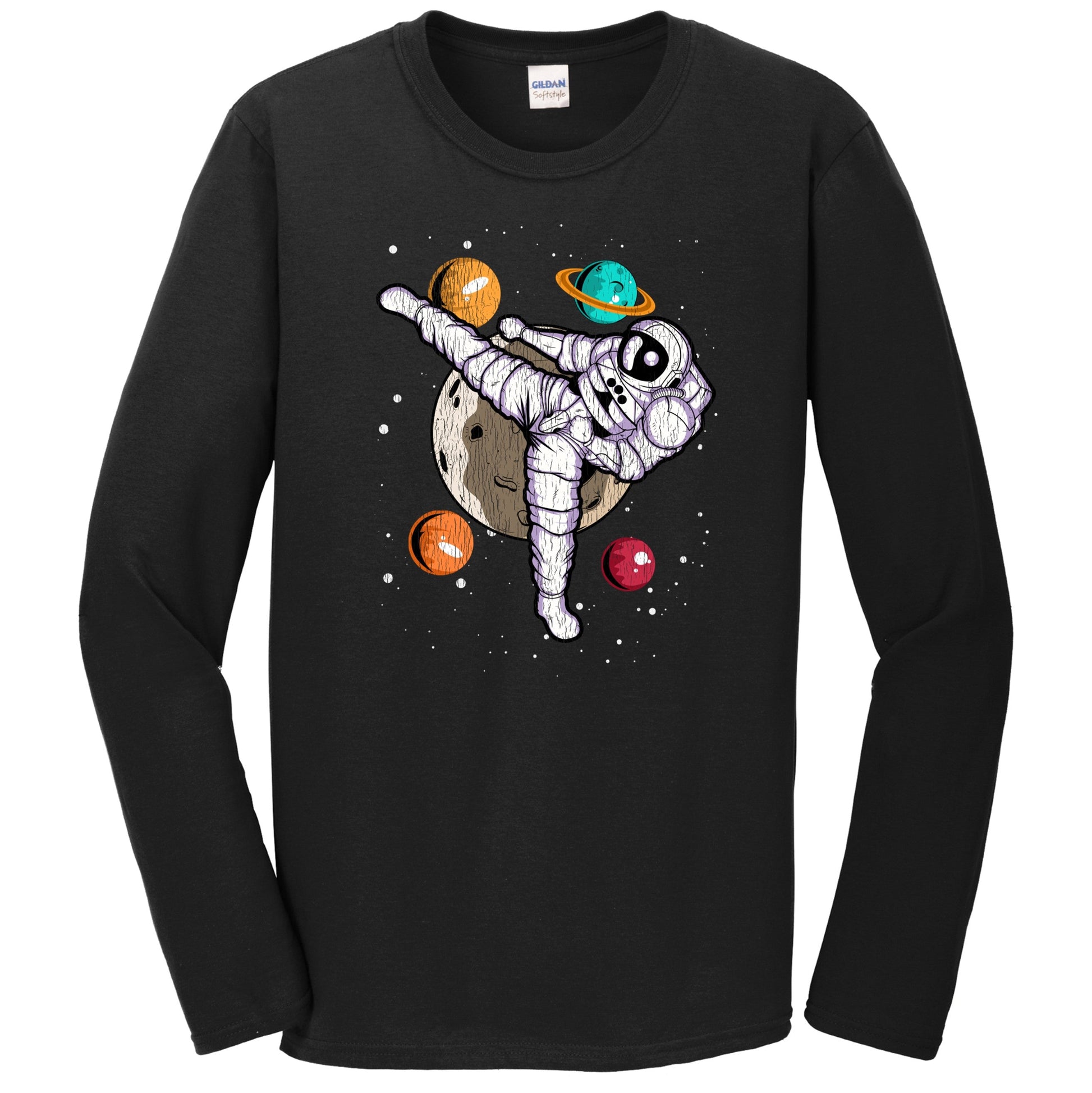 Karate Astronaut Outer Space Spaceman Martial Arts Distressed Long Sleeve T-Shirt