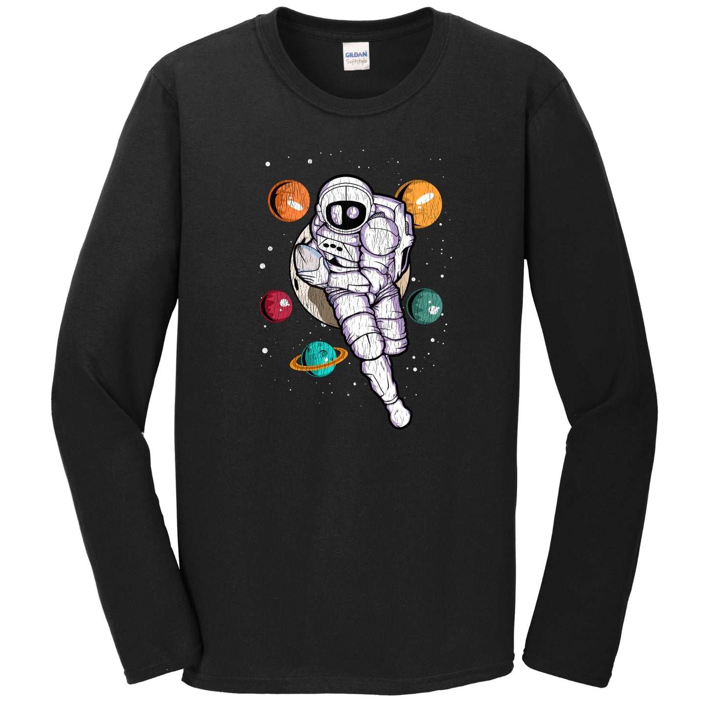 Rugby Astronaut Outer Space Spaceman Distressed Long Sleeve T-Shirt