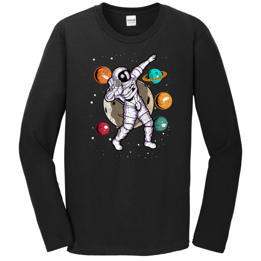 Shot Put Astronaut Outer Space Spaceman Track and Field Distressed Long Sleeve T-Shirt
