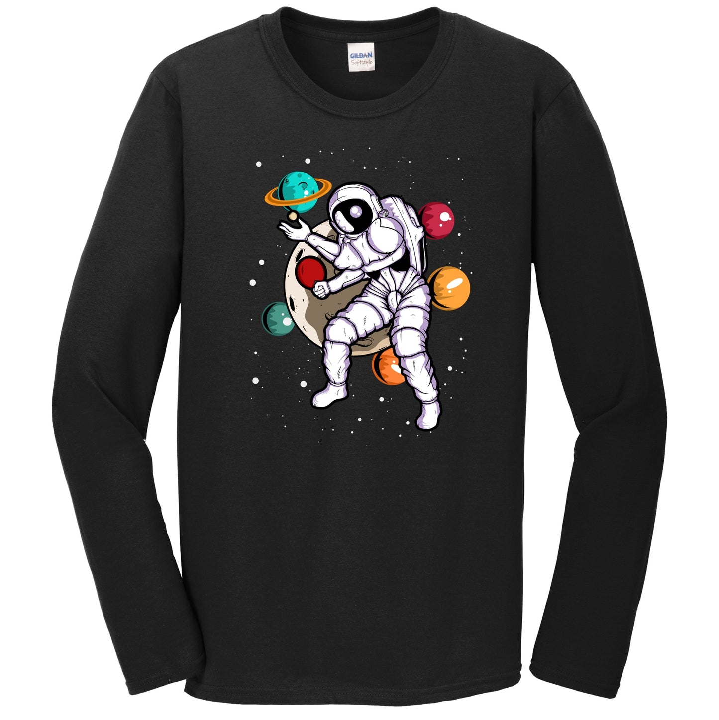 Table Tennis Astronaut Outer Space Spaceman Distressed Long Sleeve T-Shirt