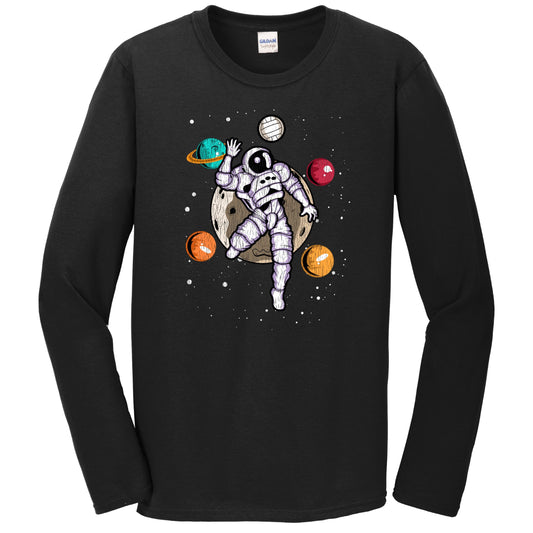 Volleyball Astronaut Outer Space Spaceman Distressed Long Sleeve T-Shirt