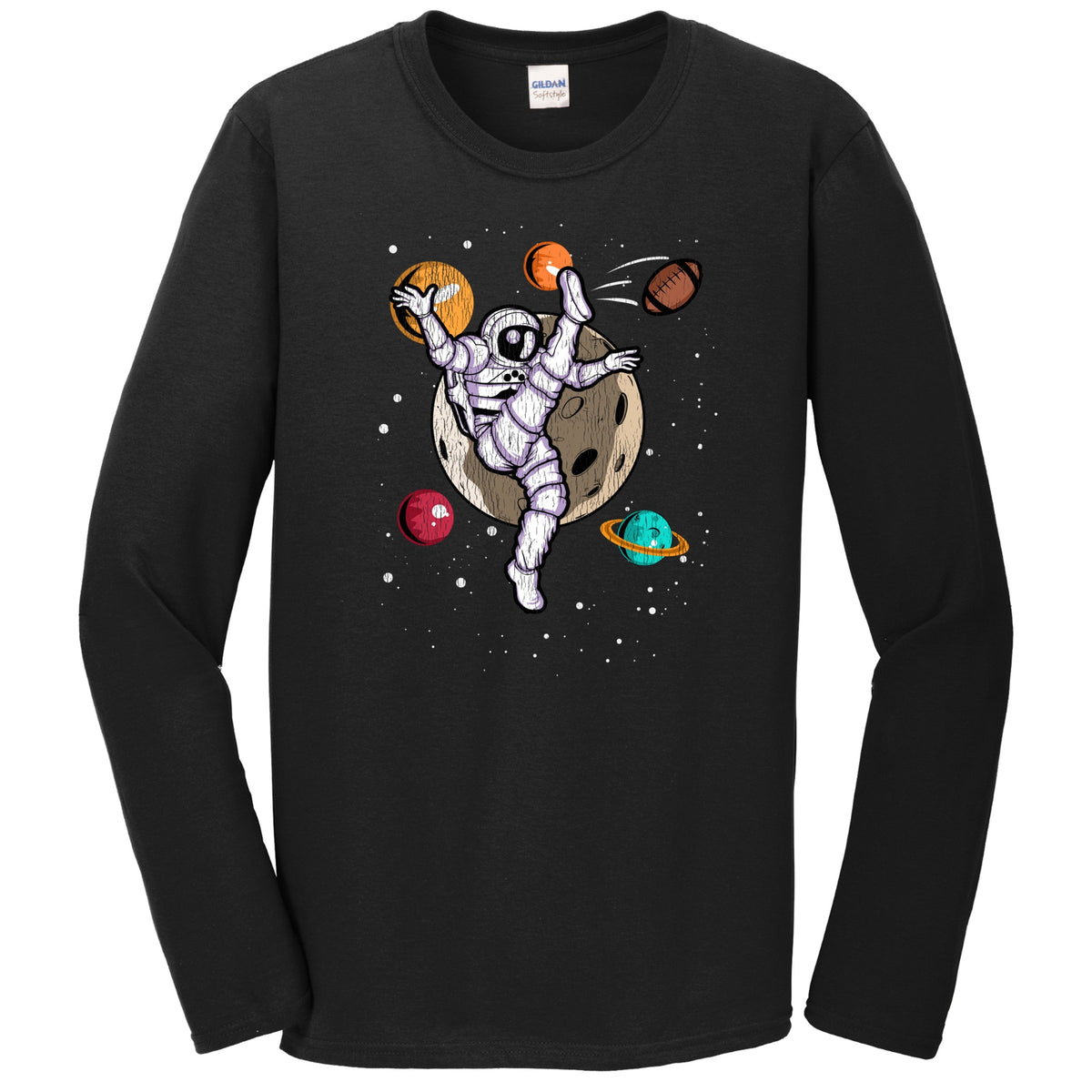 Punter Astronaut Outer Space Spaceman Football Distressed Long Sleeve T-Shirt