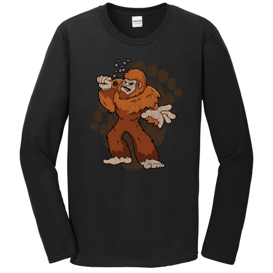 Bigfoot Karaoke Shirt - Sasquatch Singing Long Sleeve T-Shirt
