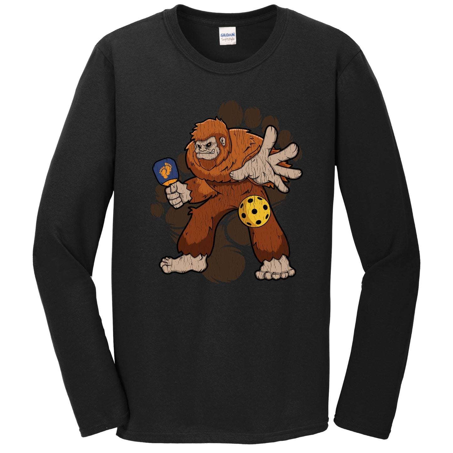 Bigfoot Pickleball Shirt - Sasquatch Playing Pickleball Long Sleeve T-Shirt