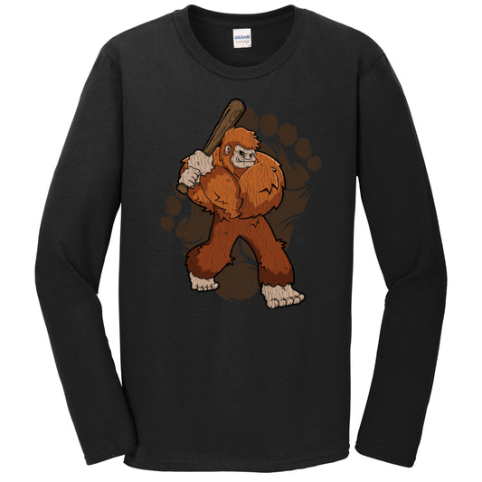Bigfoot Baseball Shirt - Sasquatch Baseball Bat Long Sleeve T-Shirt
