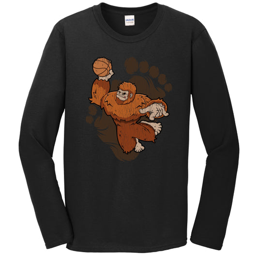 Bigfoot Basketball Shirt - Sasquatch Dunking Long Sleeve T-Shirt