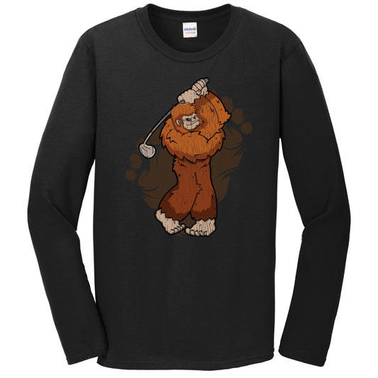 Bigfoot Golf Shirt - Sasquatch Golfing Long Sleeve T-Shirt