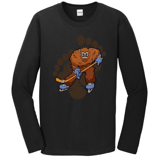 Bigfoot Hockey Shirt - Sasquatch Ice Hockey Long Sleeve T-Shirt