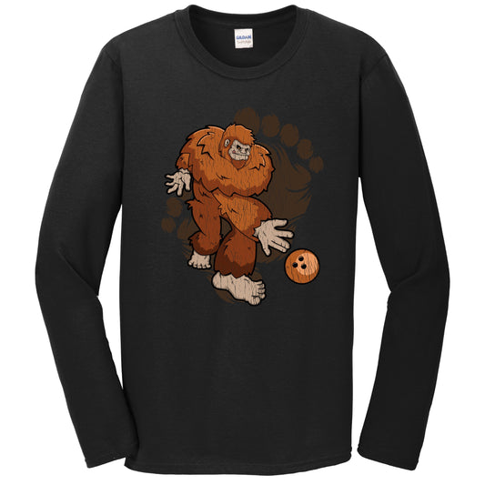 Bigfoot Bowling Shirt - Sasquatch Bowling Long Sleeve T-Shirt
