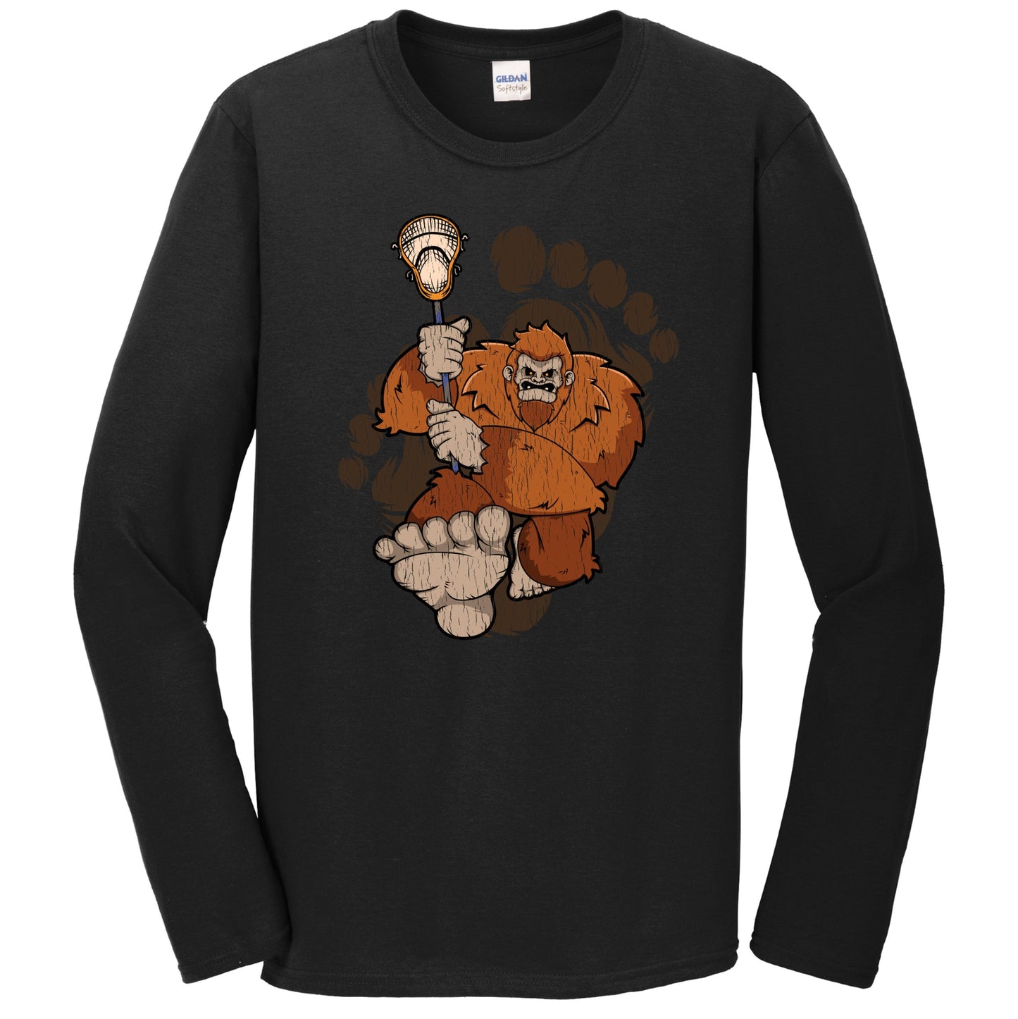 Bigfoot Lacrosse Shirt - Sasquatch Playing Lacrosse Long Sleeve T-Shirt