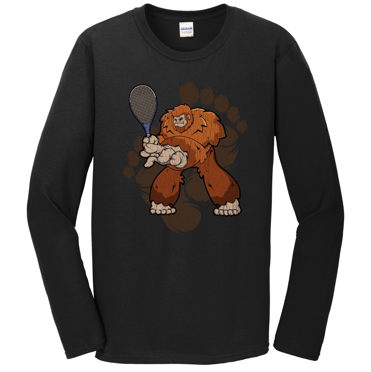 Bigfoot Tennis Shirt - Sasquatch Playing Tennis Long Sleeve T-Shirt
