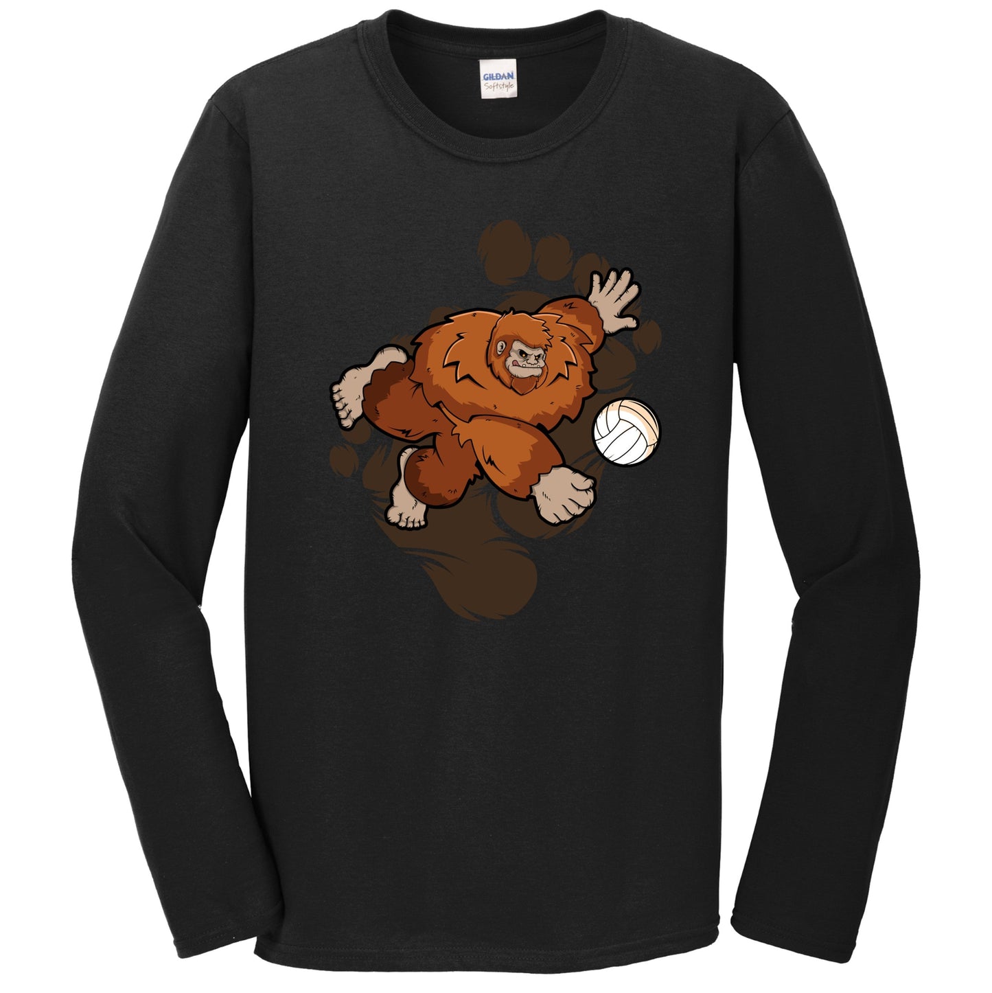 Bigfoot Volleyball Shirt - Sasquatch Volleyball Dig Long Sleeve T-Shirt