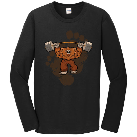 Bigfoot Weightlifting Shirt - Sasquatch Lifting Weights Long Sleeve T-Shirt