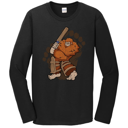 Bigfoot Cricket Shirt - Sasquatch Playing Cricket Long Sleeve T-Shirt