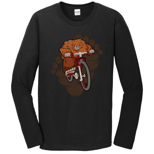 Bigfoot Cycling Shirt - Sasquatch Riding Bike Long Sleeve T-Shirt