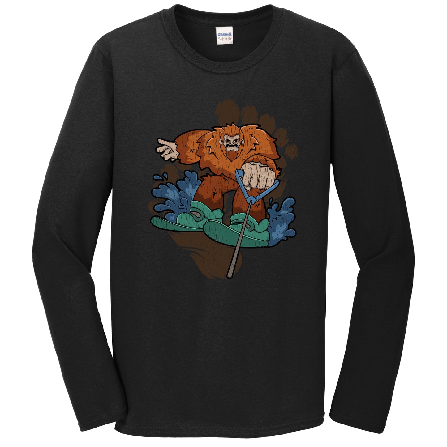 Bigfoot Waterskiing Shirt - Sasquatch on Waterkis Long Sleeve T-Shirt