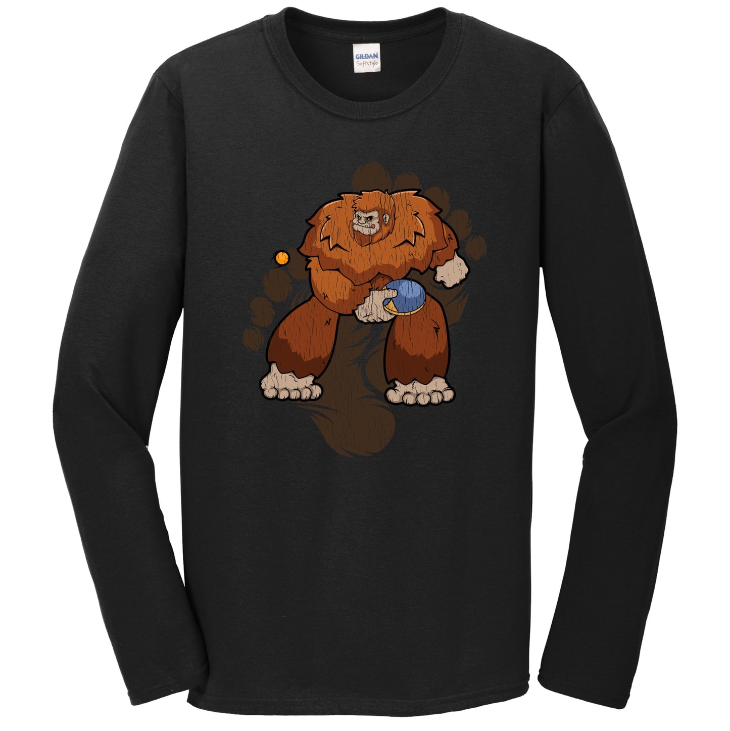 Bigfoot Table Tennis Shirt - Sasquatch Playing Table Tennis Long Sleeve T-Shirt