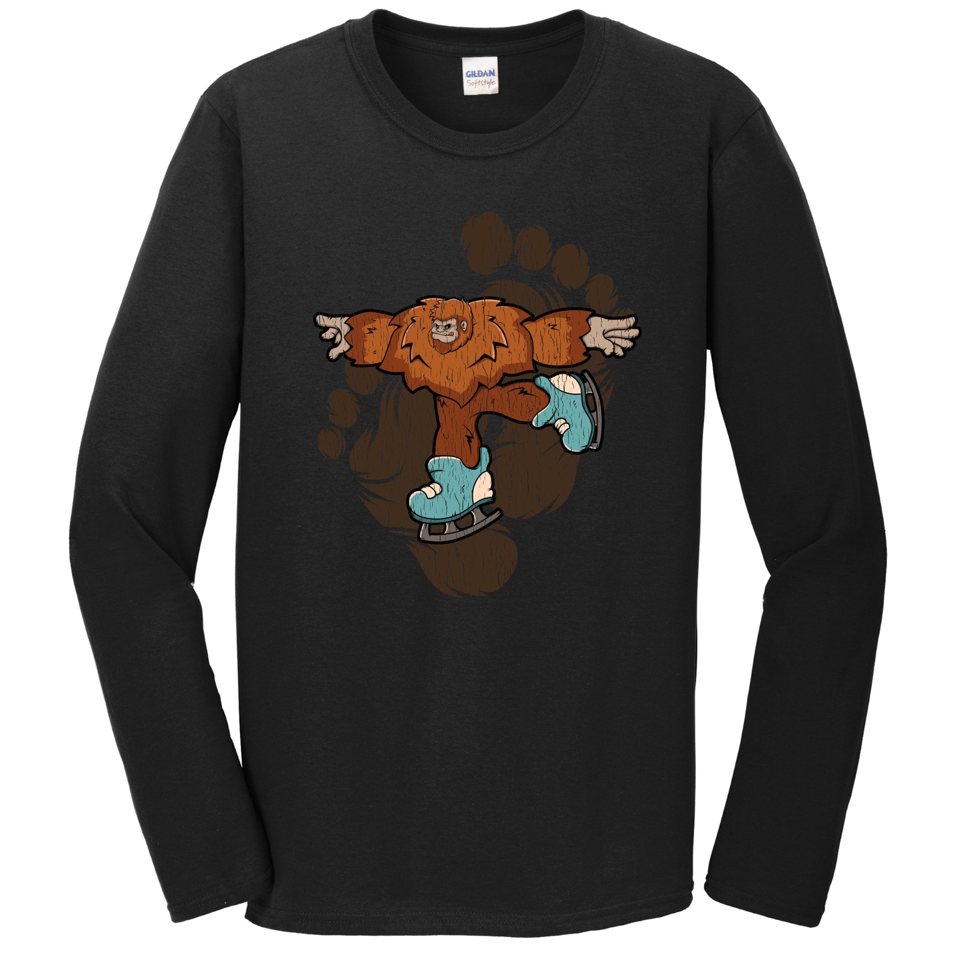 Bigfoot Figure Skating Shirt - Sasquatch on Figure Skates Long Sleeve T-Shirt