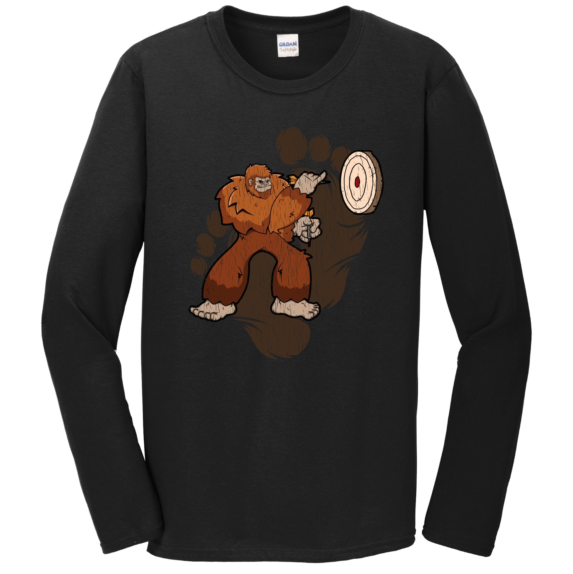Bigfoot Darts Shirt - Sasquatch Playing Darts Long Sleeve T-Shirt