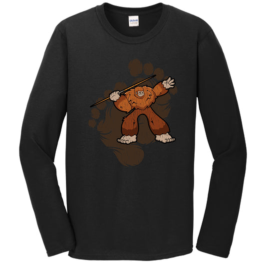 Bigfoot Javelin Throw Shirt - Sasquatch Throwing Javelin Long Sleeve T-Shirt