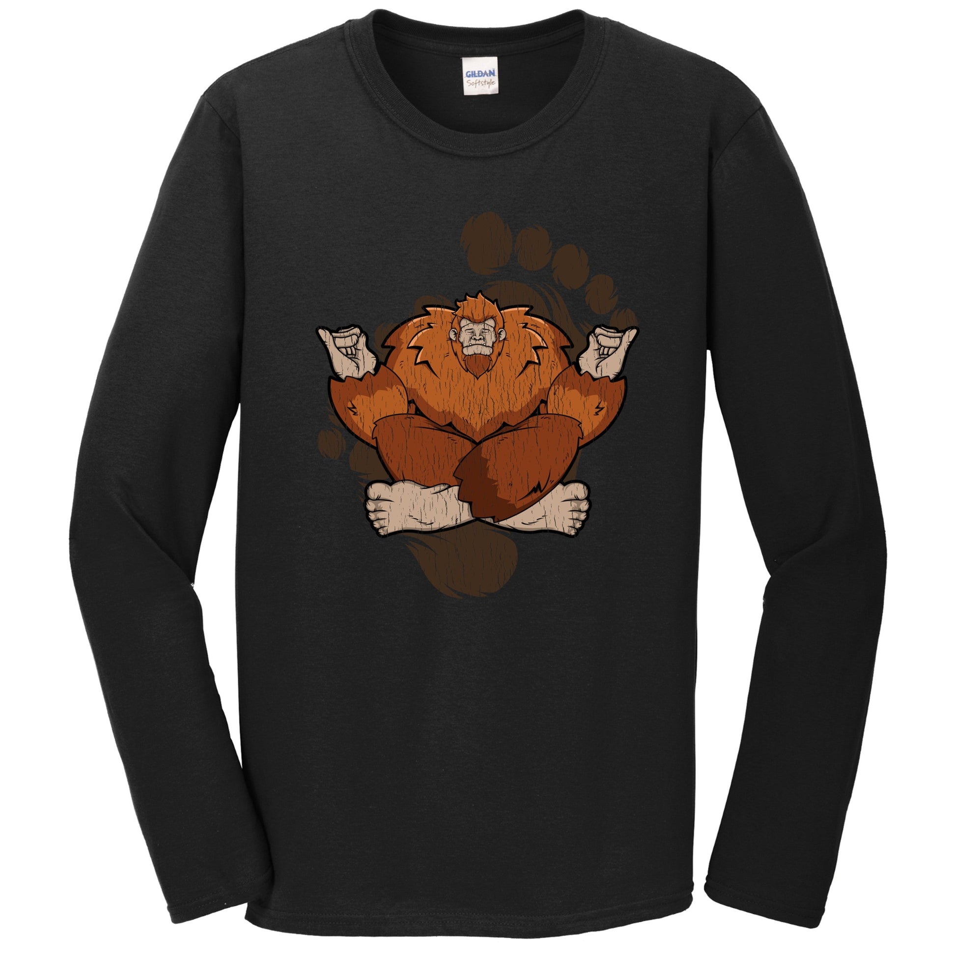 Bigfoot Yoga Shirt - Sasquatch Meditating Long Sleeve T-Shirt