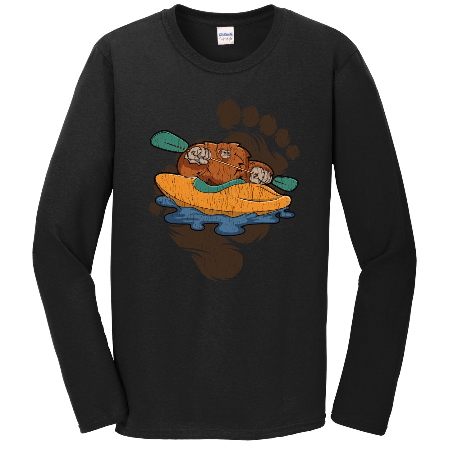 Bigfoot Kayaking Shirt - Sasquatch Paddling Kayak Long Sleeve T-Shirt