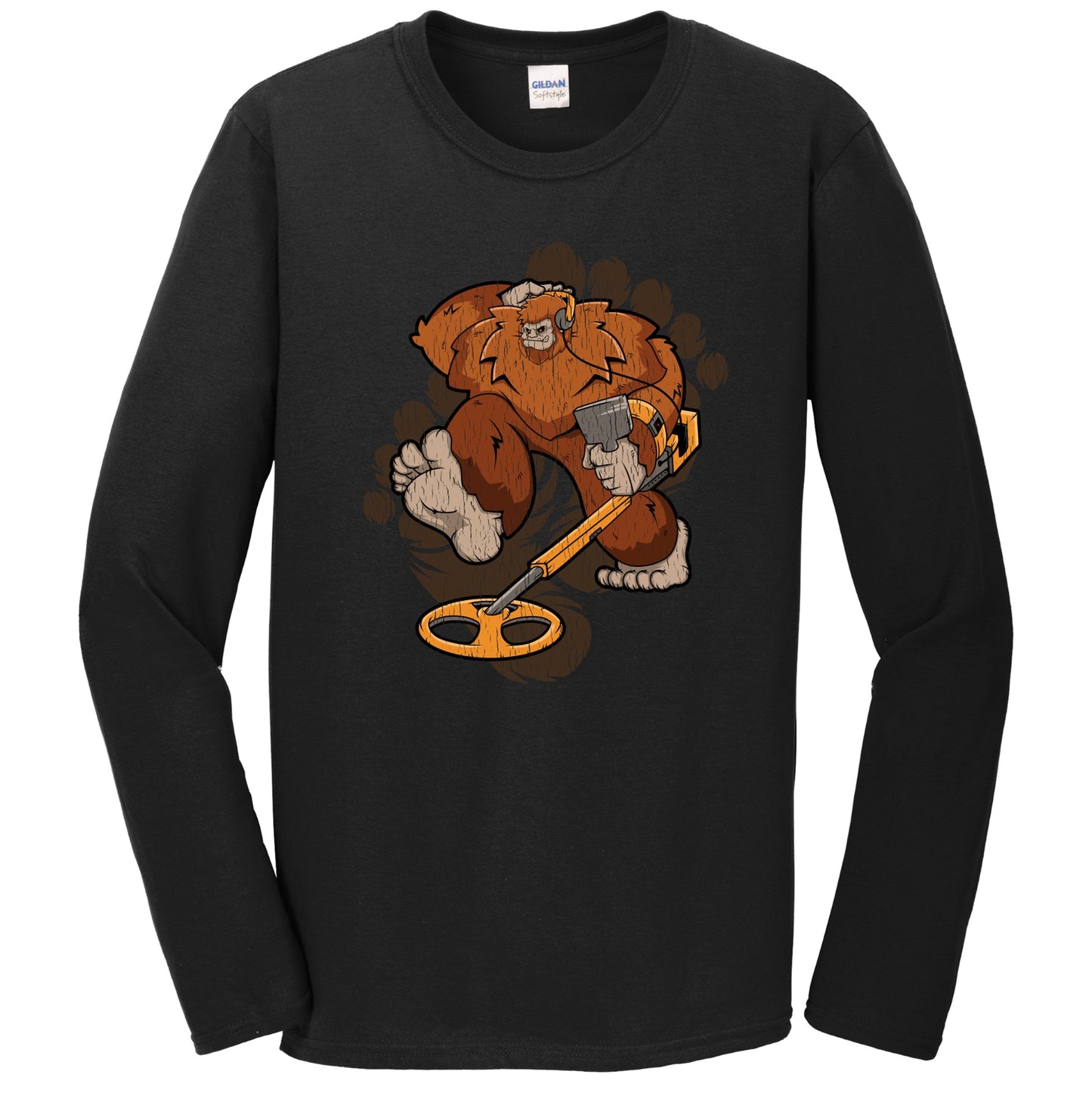 Bigfoot Metal Detector Shirt - Sasquatch Metal Detecting Long Sleeve T-Shirt
